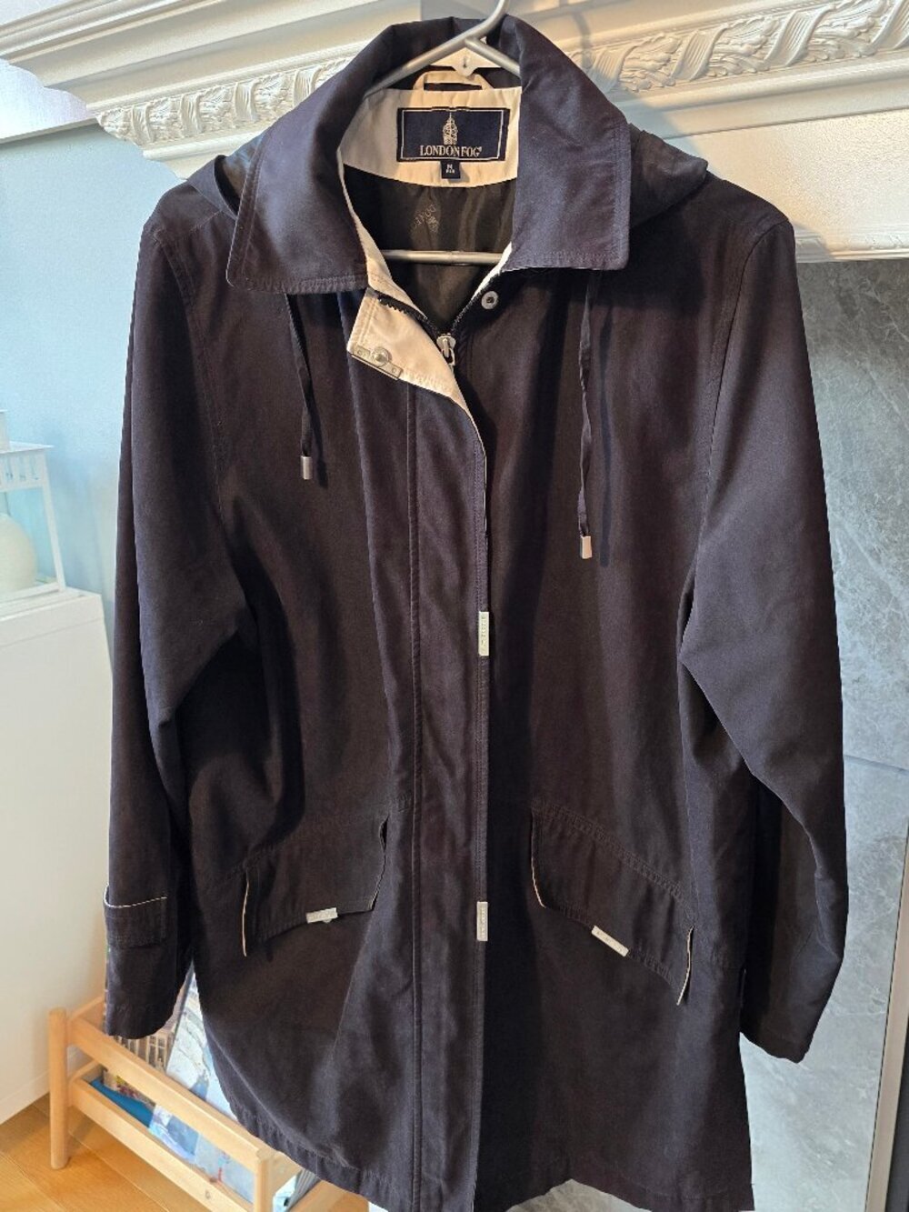 London Fog black 3 season cropped trench coat medium